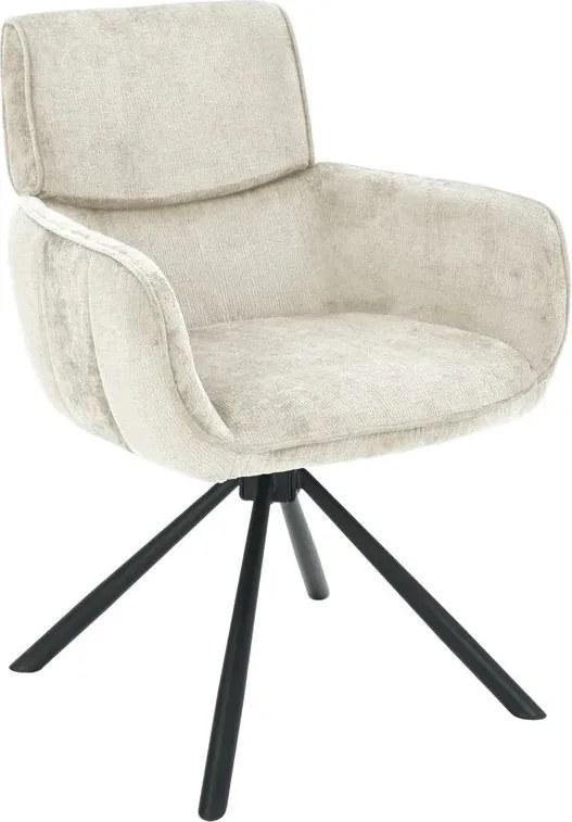 Set de 2 scaune pivotante, Metal Negru, Chenille Sampanie, UNIQUE A-46322 VC