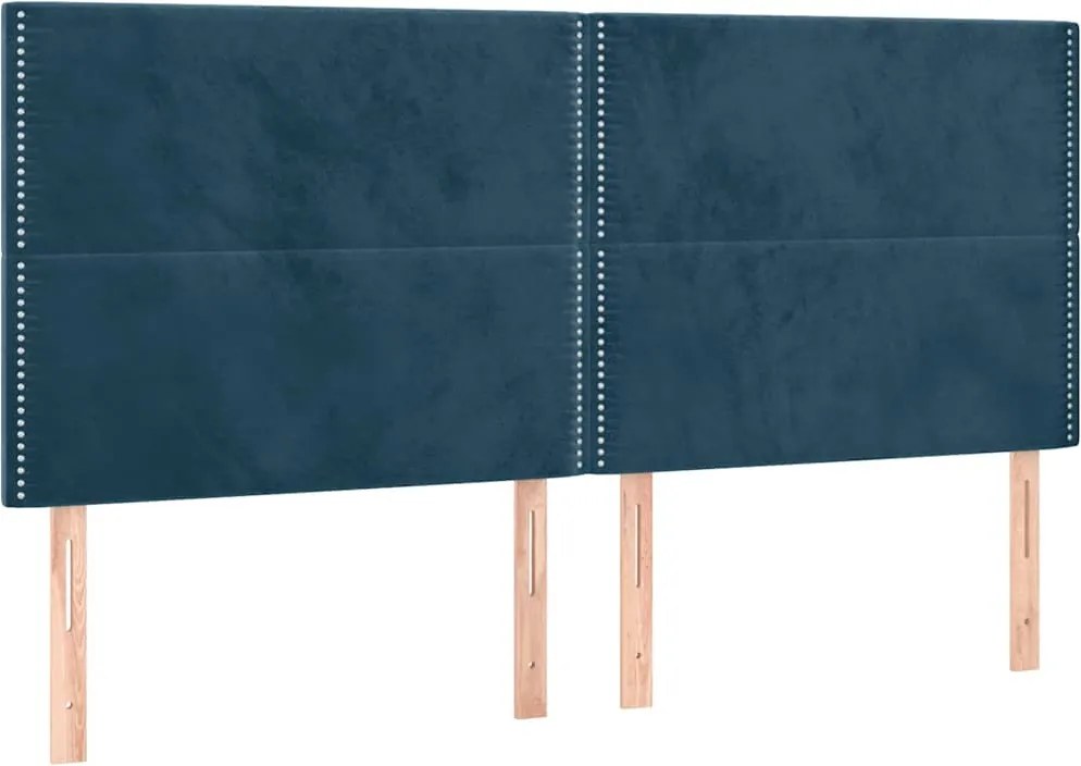 vidaXL Tăblie de pat albastru închis 160x5x118/128 cm catifea