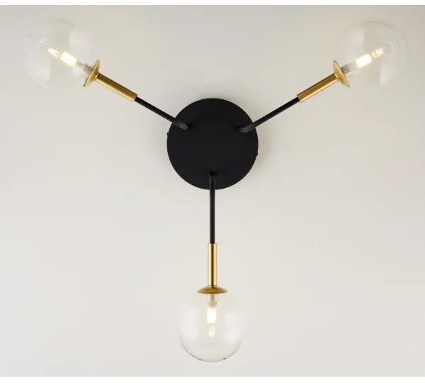 Lustră pe tijă Jupiter 2039 BURANO 3xG9/10W/230V negru/auriu/transparent