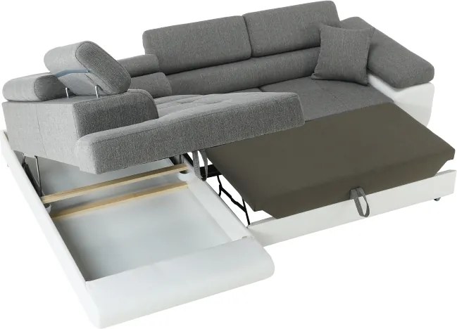 Colţar, alb/gri, model stânga, AMARETO NEW