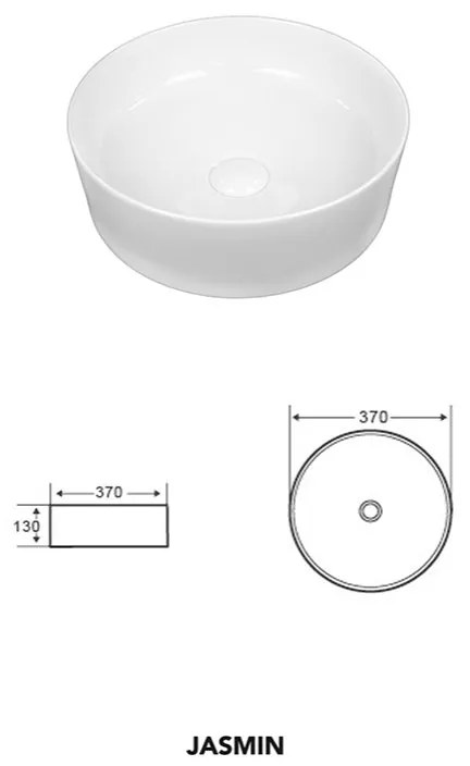 Lavoar pe blat, Fluminia, Jasmin, rotund, diametru 37,5 cm, alb