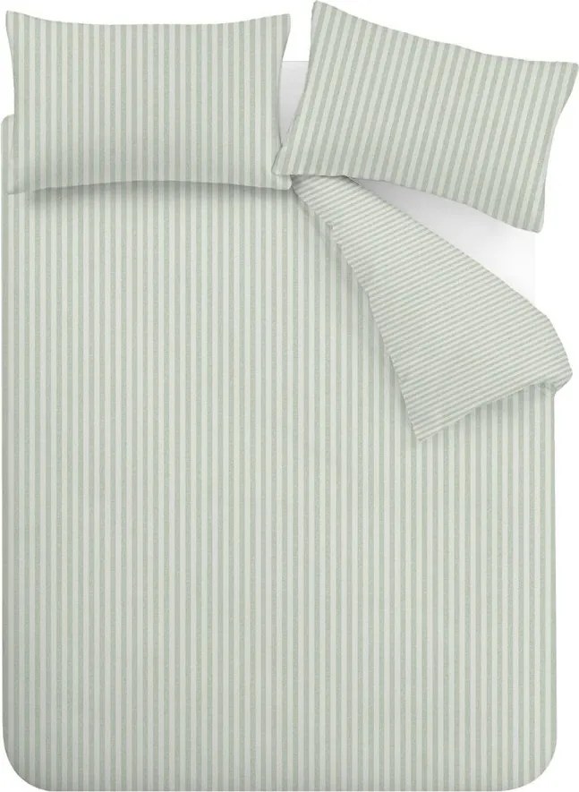 Lenjerie de pat verde pentru pat dublu cu 3 piese 200x200 cm Epping Textured Stripe – Catherine Lansfield