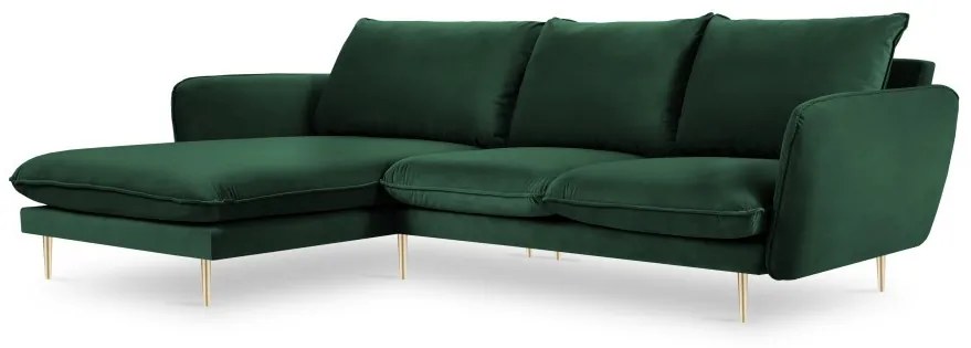 Coltar tapitat Vienna 5 locuri velvet/picioare gold – L255 x l170 x h95