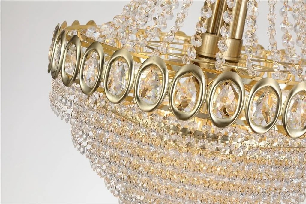 Lustra metal alama satinata, cristal transparent Louis Phillipe