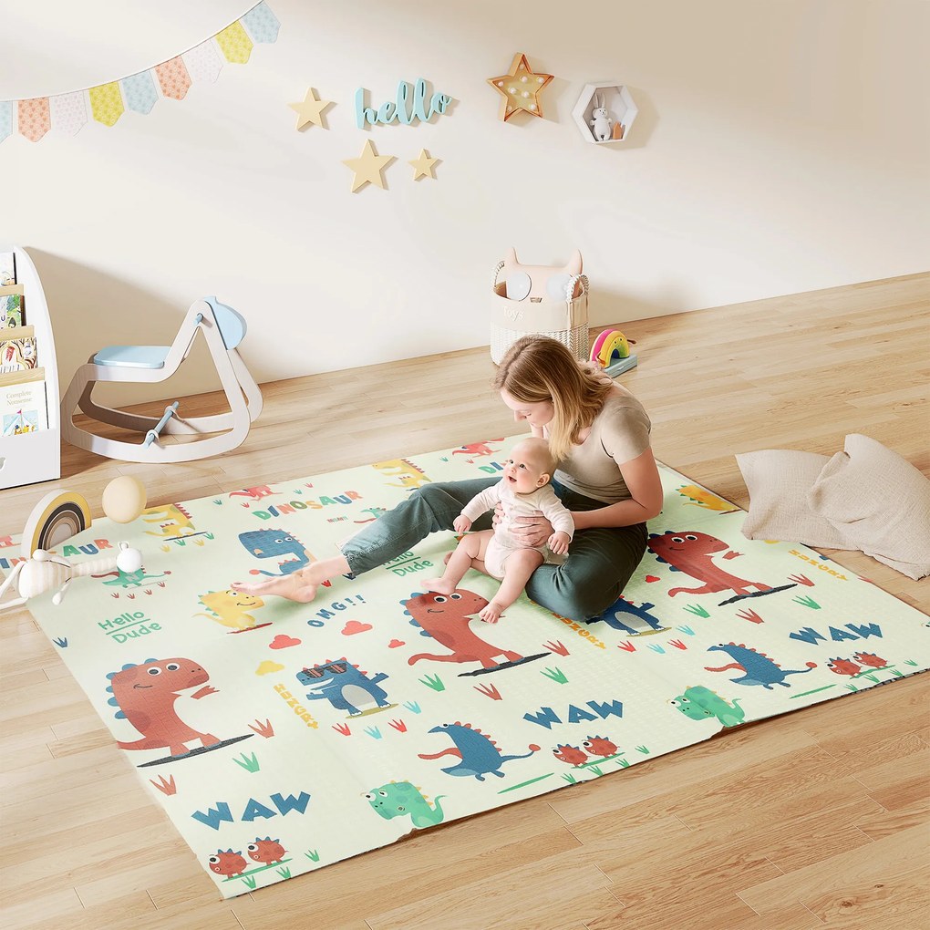 AIYAPLAY Covor de joacă pentru bebeluși 196 x 176 x 1,5 cm pliabil Multifuncțional | Aosom Romania