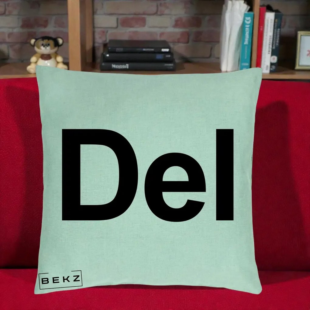 Perna Personalizata Tasta Del Tipografie Bold, 40x40 cm, Verde Menta, Husa Detasabila, Perna Inclusa, BEKZ®