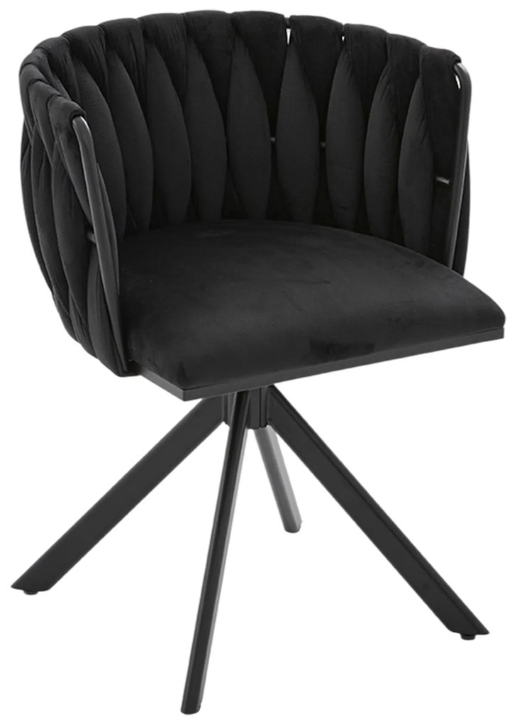 Set de 2 scaune pivotante din catifea, Negru | Aosom Romania