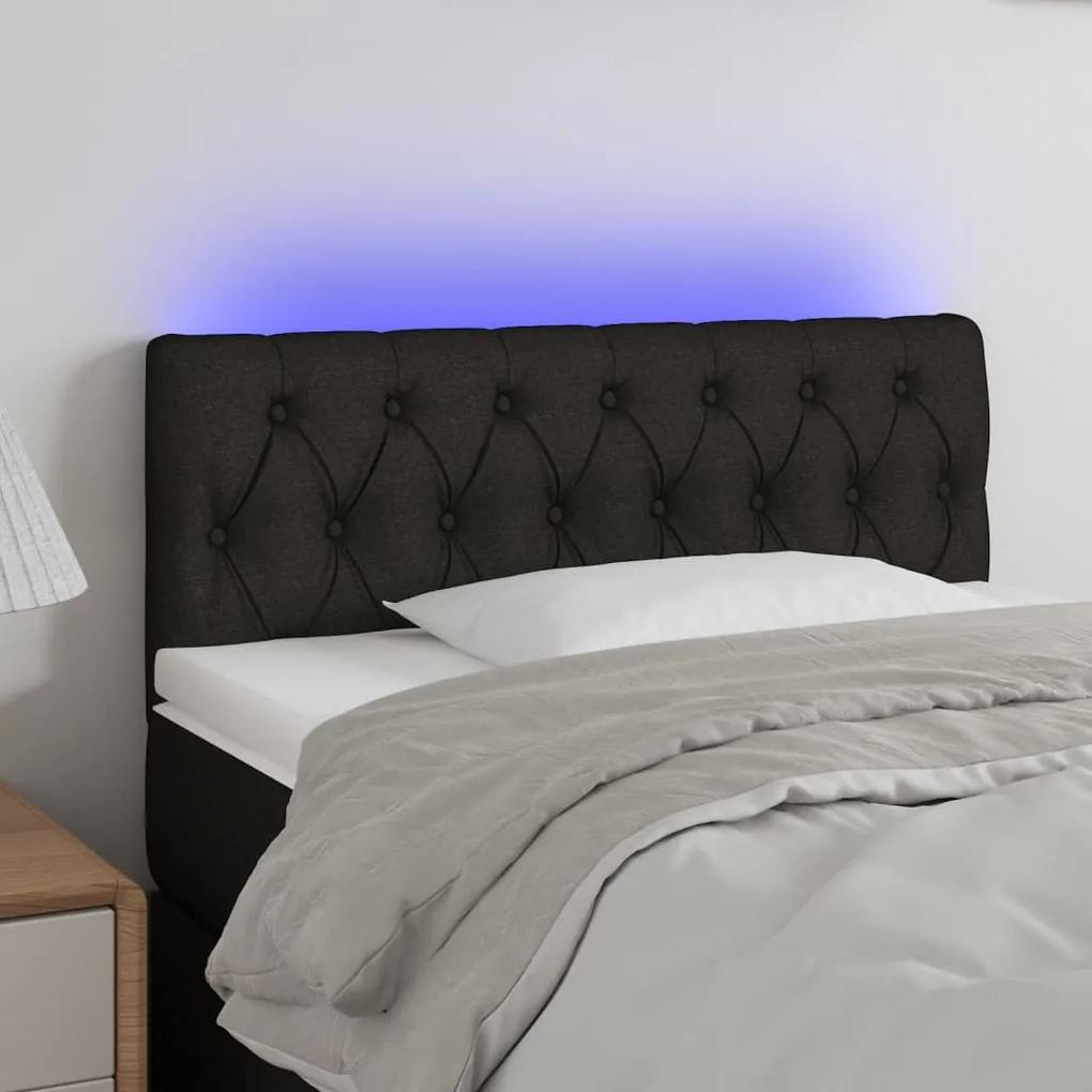3121940 vidaXL Tăblie de pat cu LED, negru, 100x7x78/88 cm, textil
