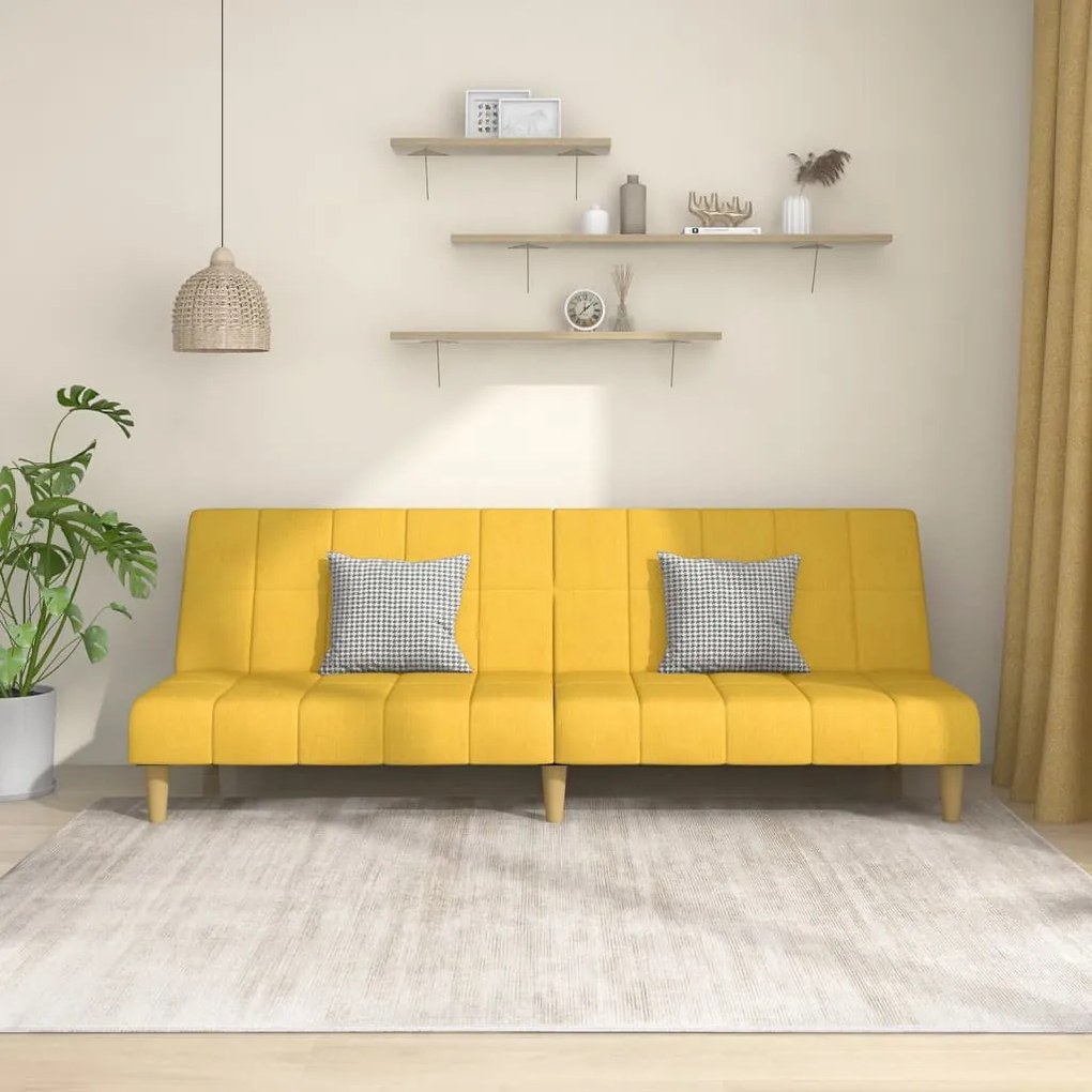 337485 vidaXL Canapea extensibilă cu 2 locuri, galben, textil