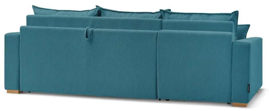 Colțar albastru extensibil cu tapițerie din catifea reiată (cu colț variabil) Augustin – Bobochic Paris