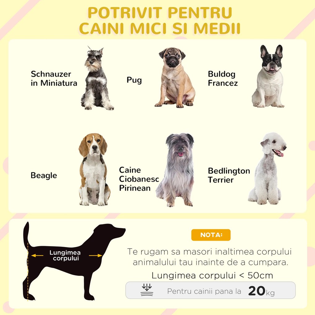Casuta pentru Caini In aer liber PawHut cu Usa si Terasa, Trapa si Fereastra, Gri | Aosom Ro