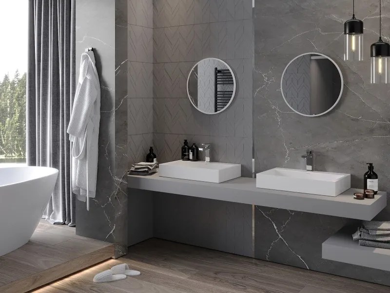 Mexen Loft oglindă de baie rotundă 50 cm, ramă albă - 9850-050-050-000-20