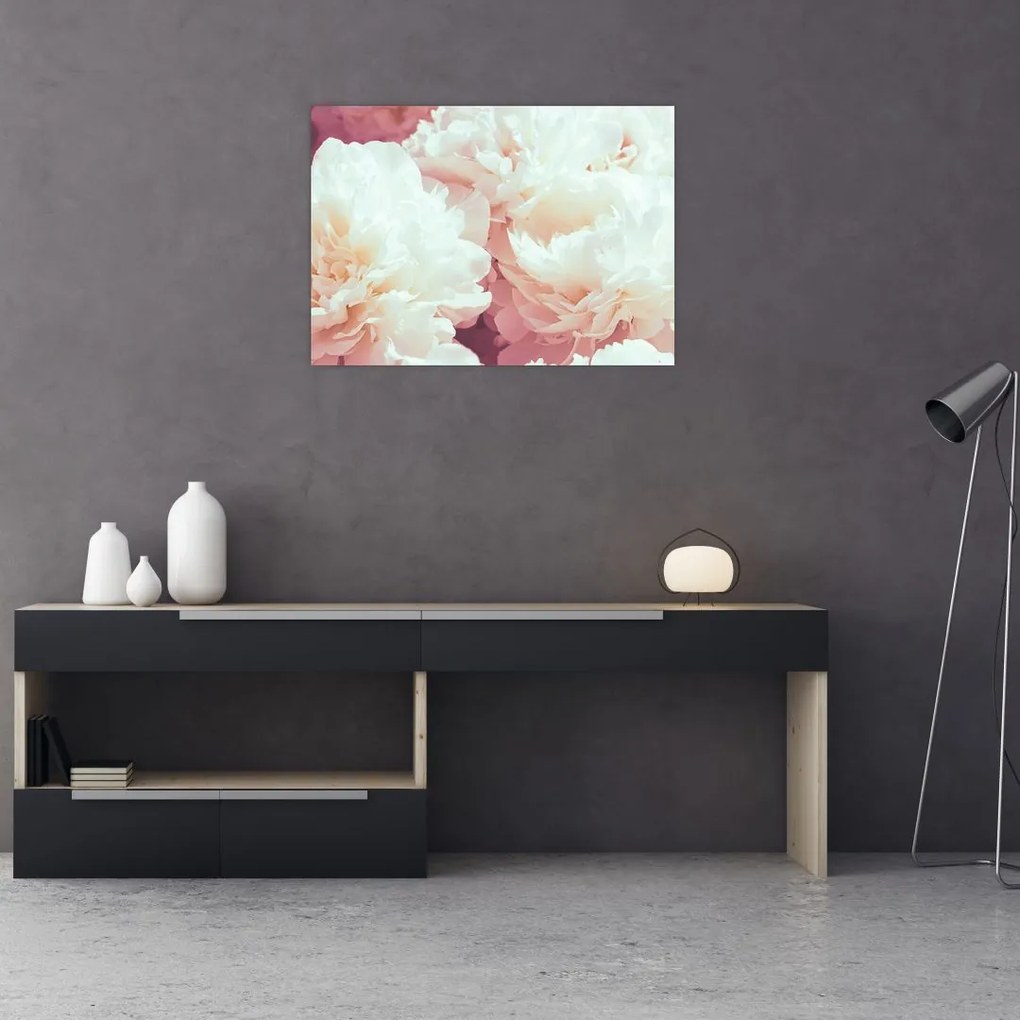 Tablou pe sticlă cu flori (70x50 cm)