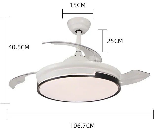 Lustra cu ventilator, DM-ESC-410YY WH+BK, design modern, Alb
