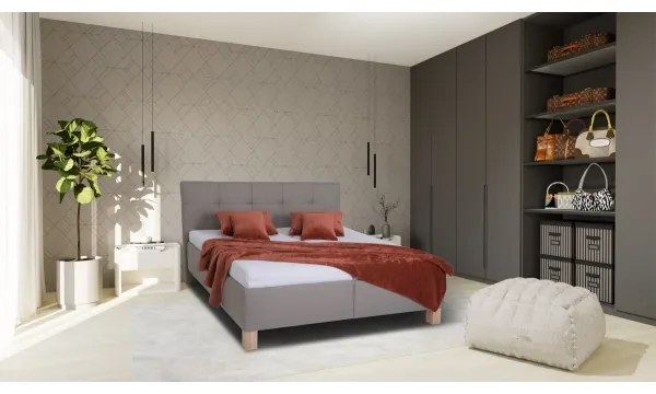 Pat tapițat MARIA 180x200 cm, cu spațiu de depozitare, fără saltea, taupe