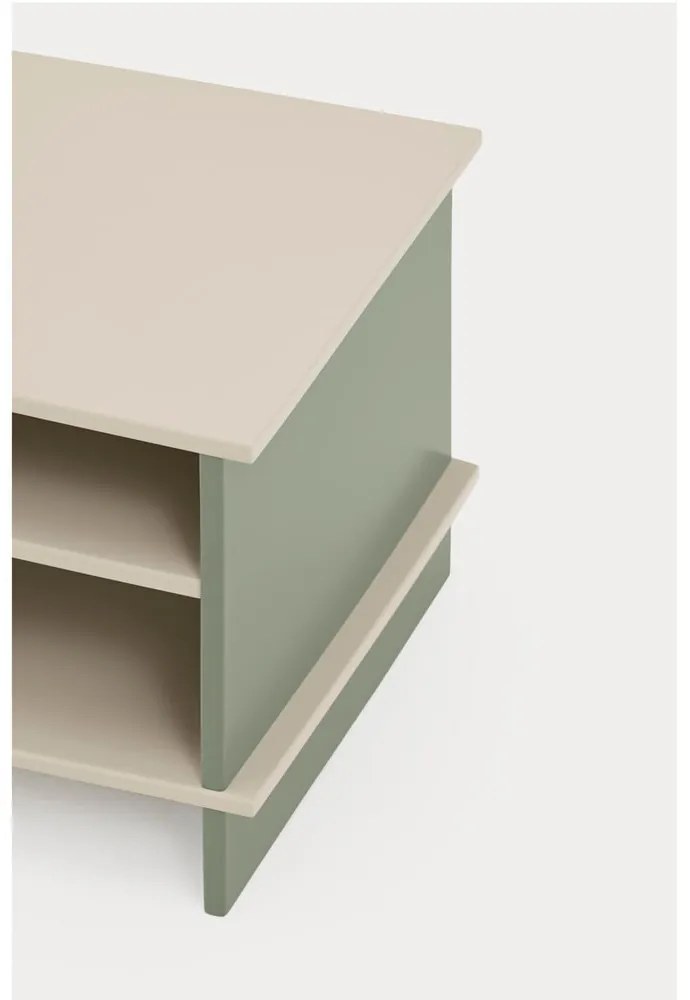 Noptieră verde/crem cu rafturi Inari – Teulat