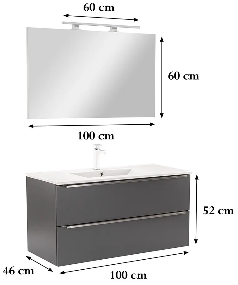 Mobilier complet de baie Vario Trim 100 antracit-antracit