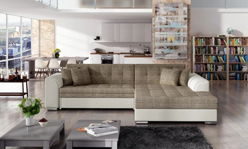 Coltar tapitat, extensibil, 295x80x195 cm, Sorento R01, Eltap (Culoare: Maro / Bej)