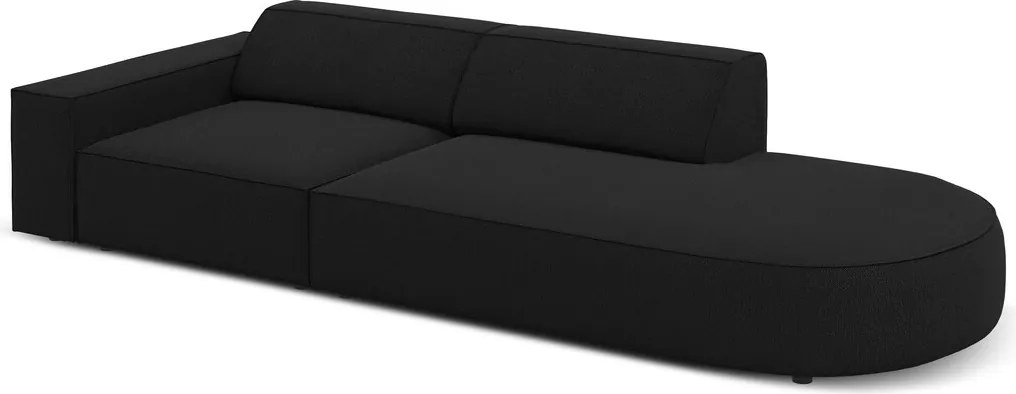 Canapea 3 locuri cotiera dreapta, Jodie, Micadoni Home, BL, forma rotunjita, 262x102x70 cm, poliester, negru