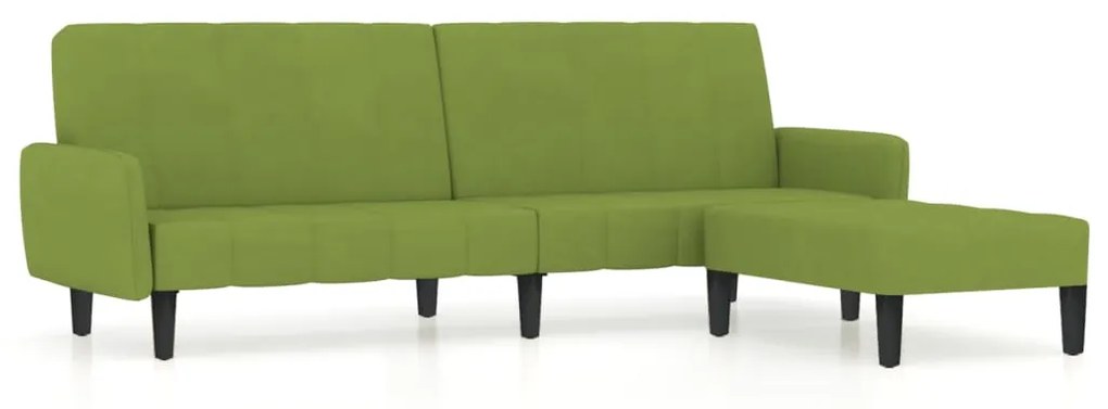 3080573 vidaXL Canapea extensibilă 2 locuri, cu taburet, verde deschis catifea