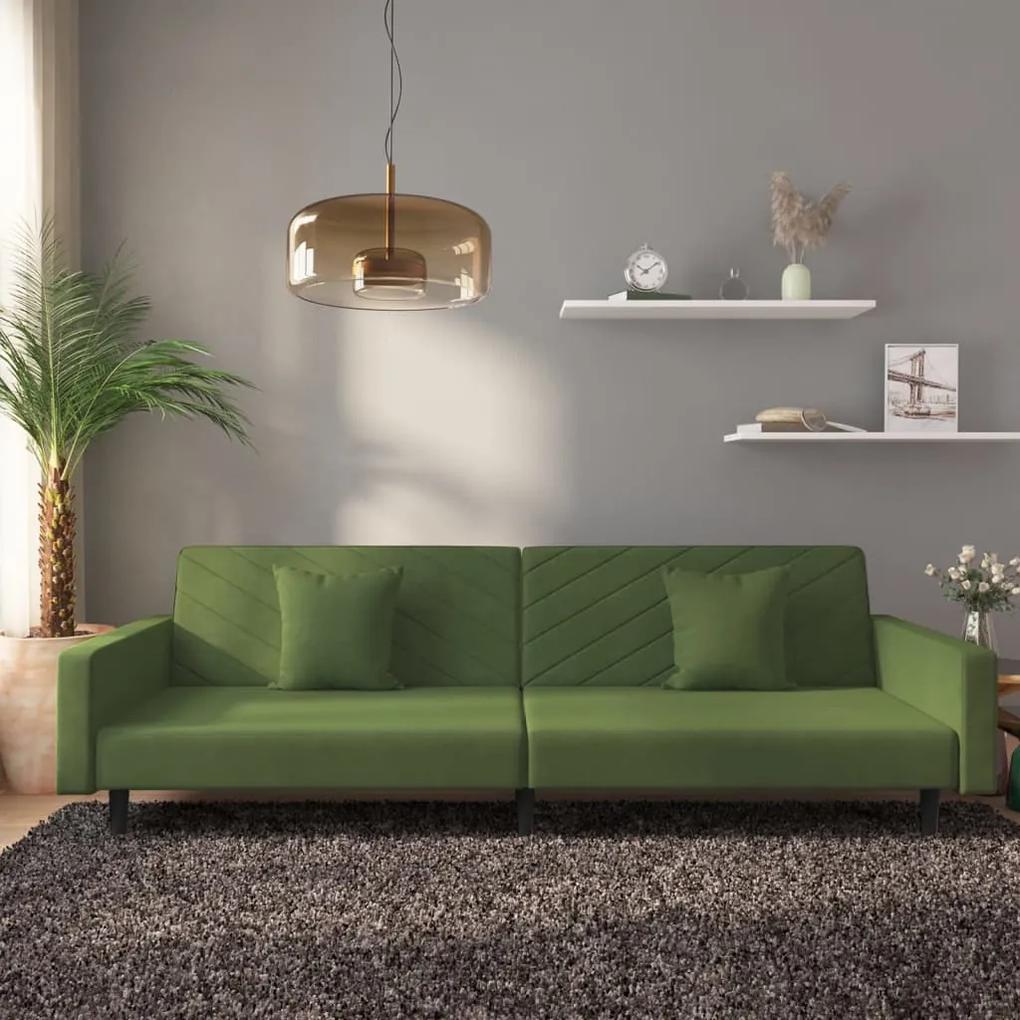 Canapea extensibila cu 2 locuri, 2 perne, verde inchis catifea