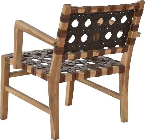 Scaun dining din lemn de tec si piele naturala " Country Leather "