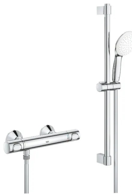 Baterie dus termostatata Grohe Grohtherm 500 crom lucios cu set de dus