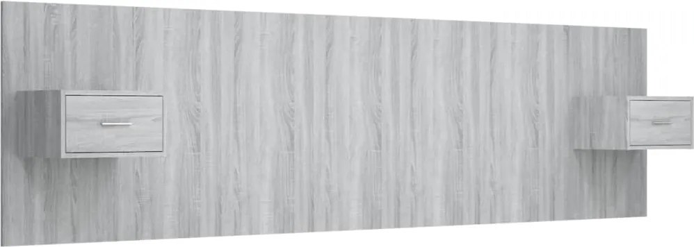 vidaXL Tăblie de pat cu dulapuri, gri sonoma, lemn prelucrat