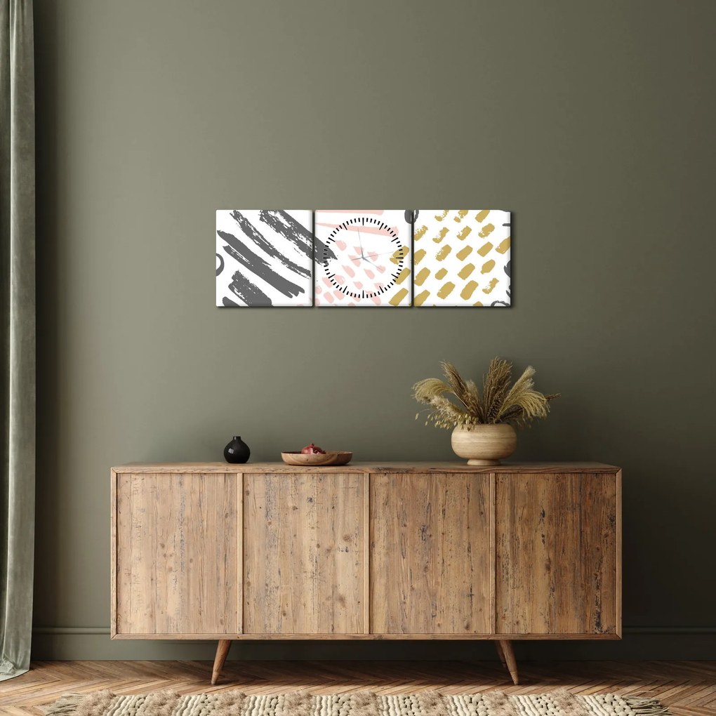 Tablou - Accidente vasculare cerebrale abstracte (cu ceas) (90x30 cm)
