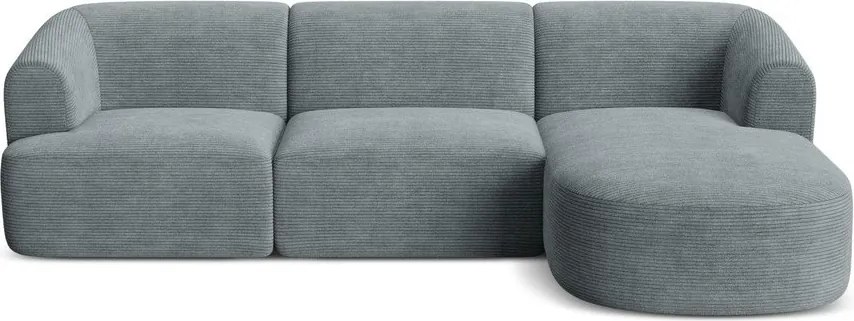 Colțar gri închis cu tapițerie din catifea reiată (cu colț pe partea dreaptă/cu șezlong) Campi – Cosmopolitan Design