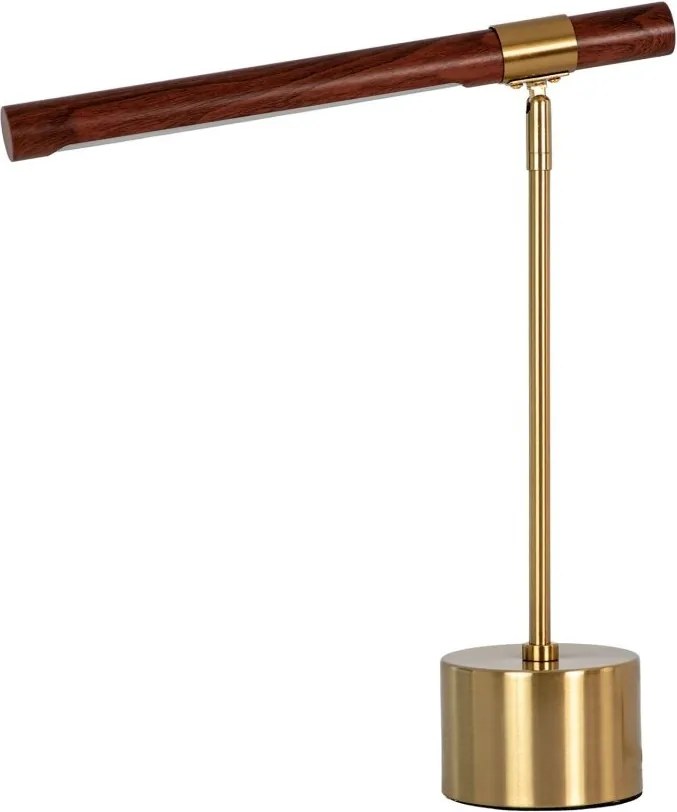 Lampa de birou LED din otel cu efect de nuc Gold steel