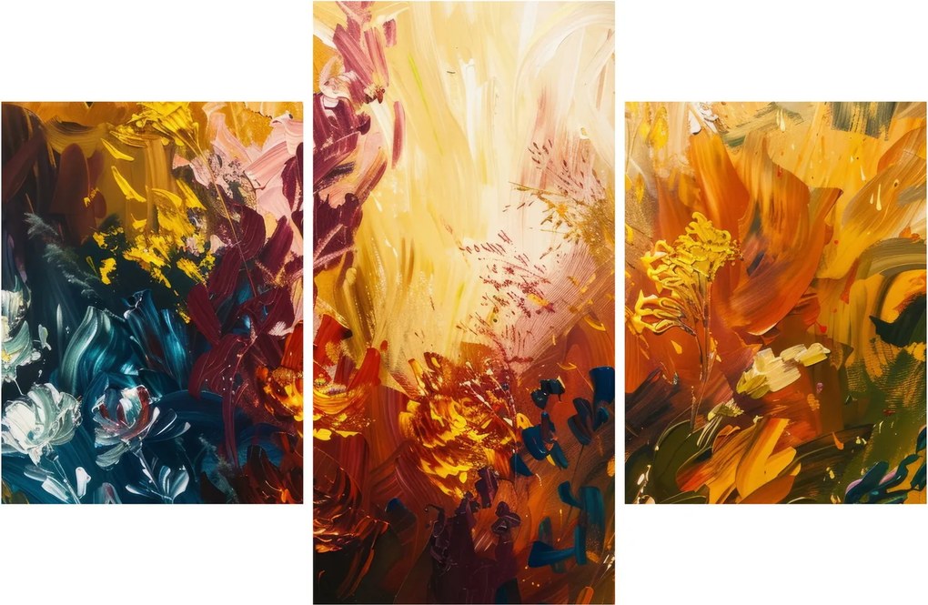 Tablou - pictură abstractă de flori (90x60 cm)