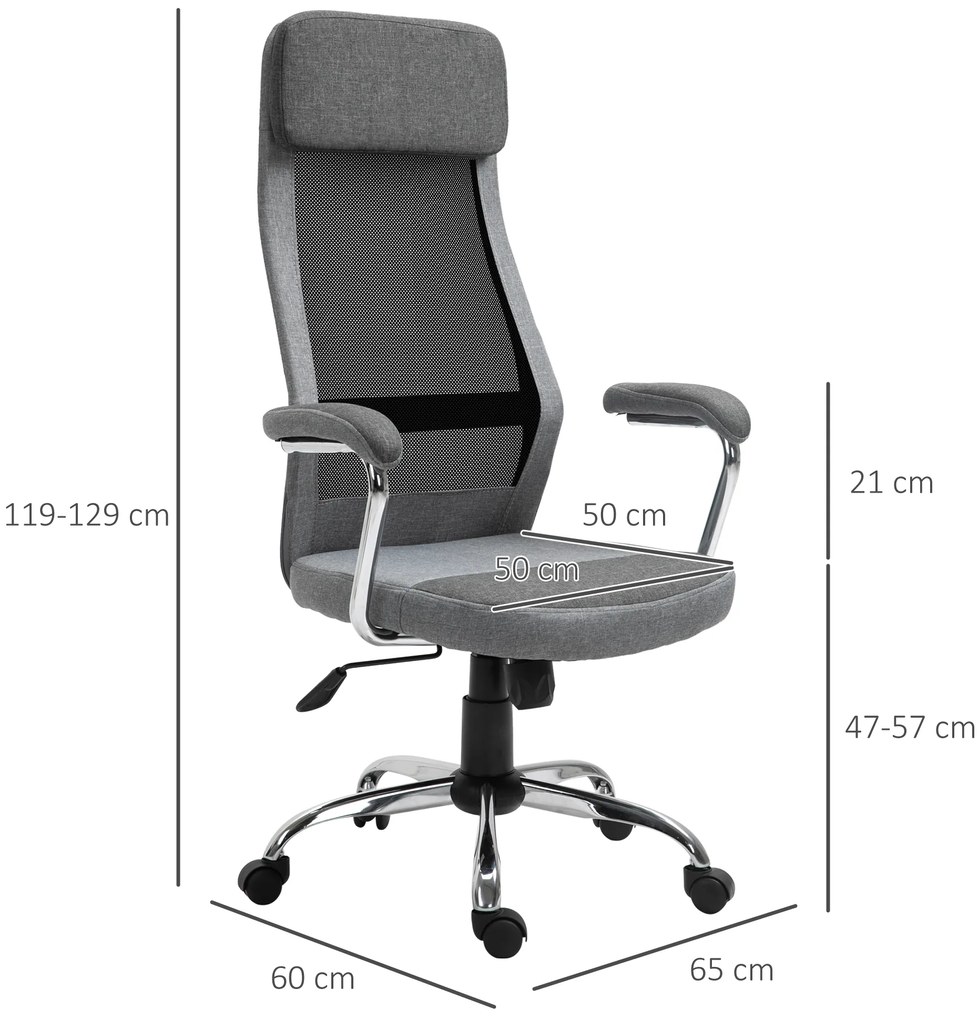 Vinsetto Scaun birou ergonomic, inaltime reglabila, 65x60x119-129cm | Aosom Romania