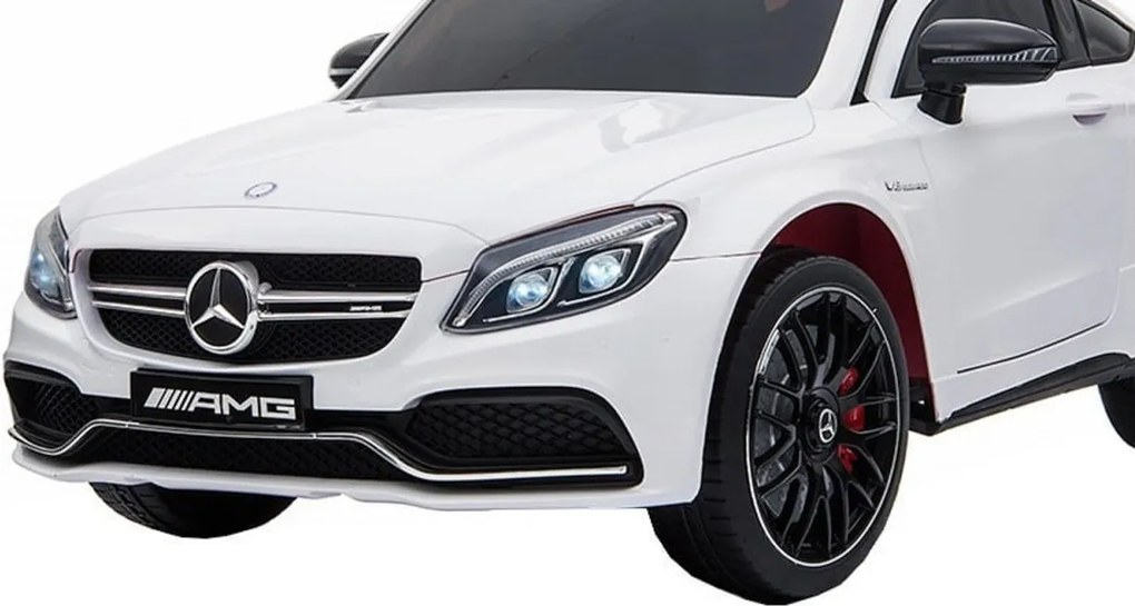 Masinuta Electrica cu acumulator pentru copii NOVOKIDS™ Mercedes C63S AMG Coupe, Cu telecomanda, Roti din Cauciuc EVA, 3-8 ani , Usi cu deschidere ,