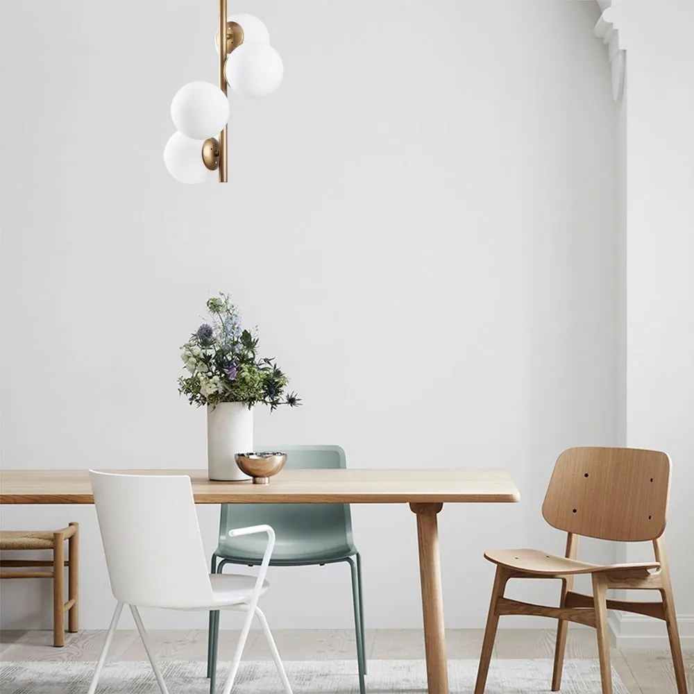 Plafonieră albă/alămie cu abajur din sticlă ø 15 cm Faze – Opviq lights