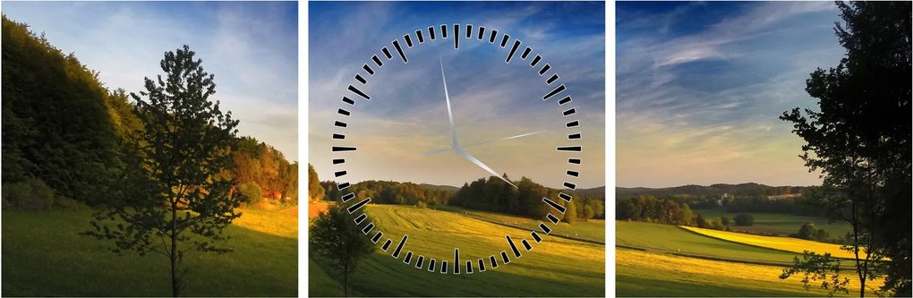 Tablou - Lunca de munte (cu ceas) (90x30 cm)
