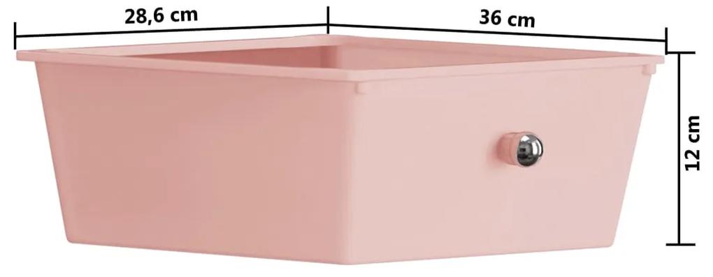 Carucior de depozitare mobil cu 4 sertare, roz, plastic 4, Roz