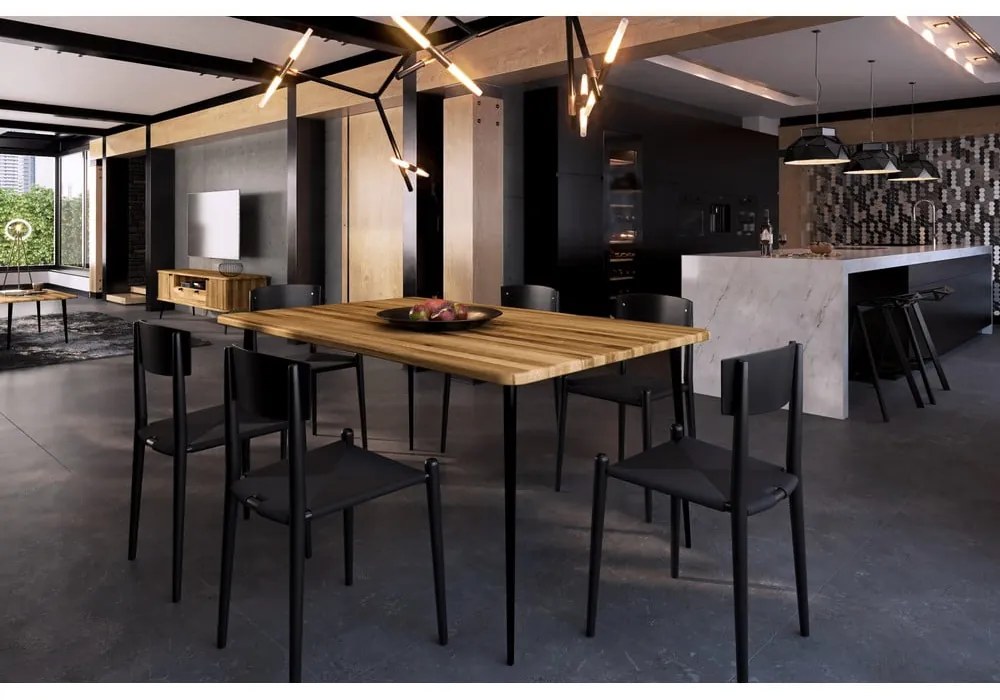 Masă dining din lemn de stejar 200x90 cm Kula – The Beds