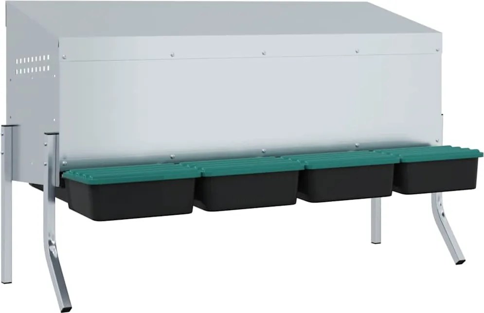 vidaXL Cuib pentru găini cu 4 compartimente și picioare, oțel galvanizat