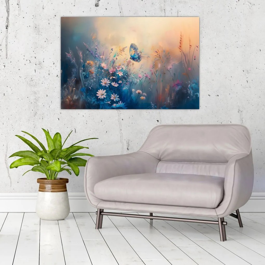 Tablou - Pajiște cu Fluture (90x60 cm)