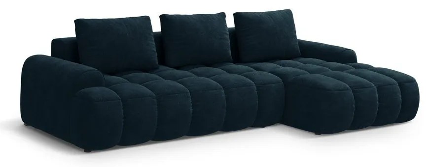 Colțar petrol extensibil/cu spațiu de depozitare cu tapițerie din catifea (cu colț pe partea dreaptă/cu șezlong) Linz – Cosmopolitan Design