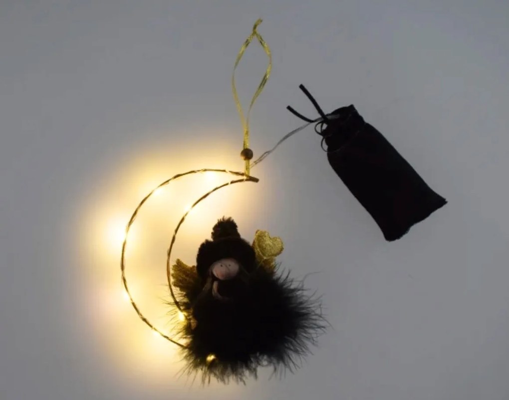 Inger suspendat LED MOONY negru, 16 cm