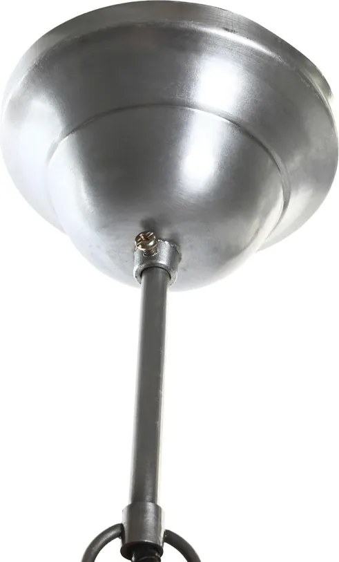 Lustră suspendată din metal și lemn de mango, argintiu și maro, finisaj patinat, 44 x 31 cm, „Riom”