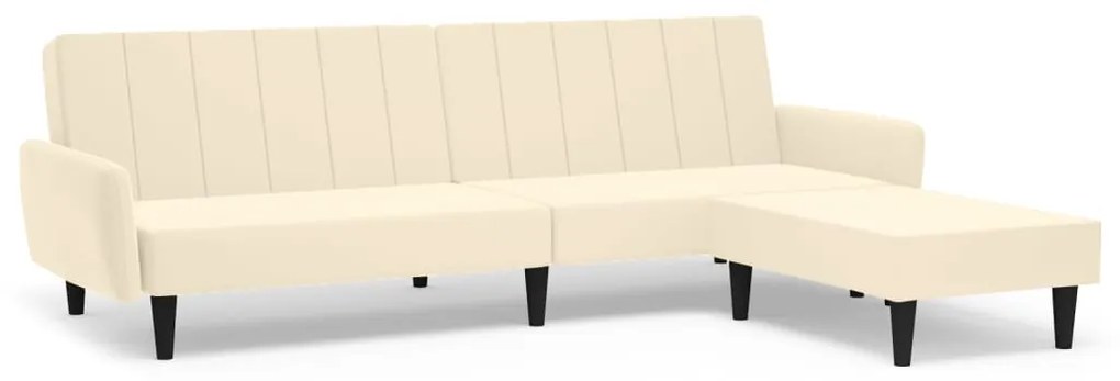 3080729 vidaXL Canapea extensibilă 2 locuri, cu taburet, crem, catifea