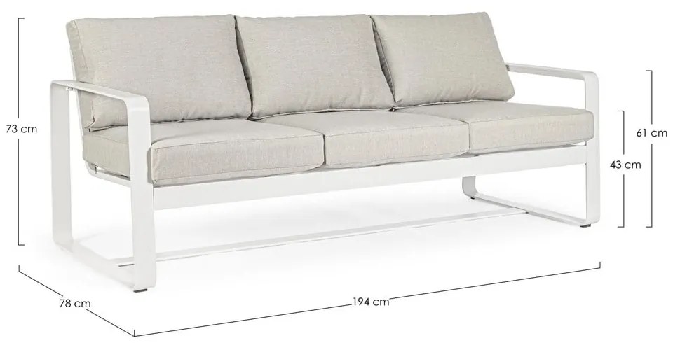 Canapea de grădină albă din aluminiu Merrigan – Bizzotto