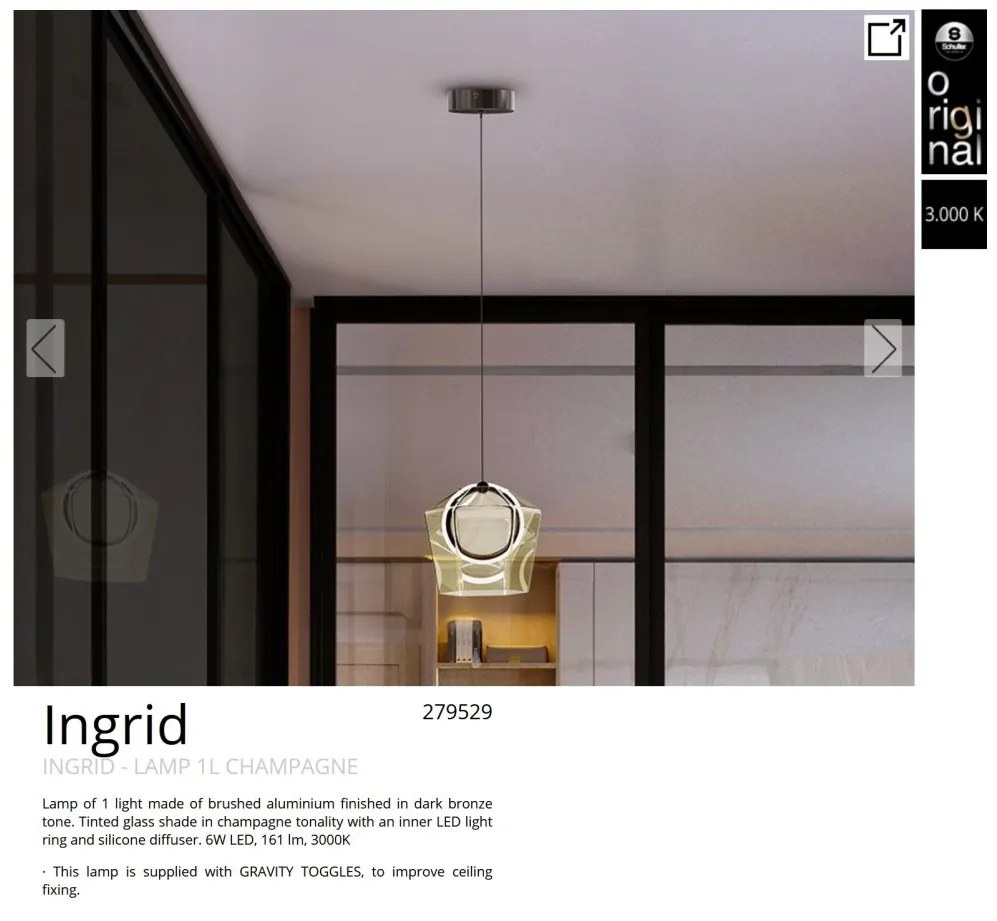 Pendul LED modern design decorativ Ingrid 1L champagne