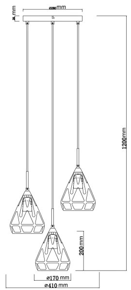 Lustră pe cablu Globo 15889-3H HASSAN 3xE27/40W/230V