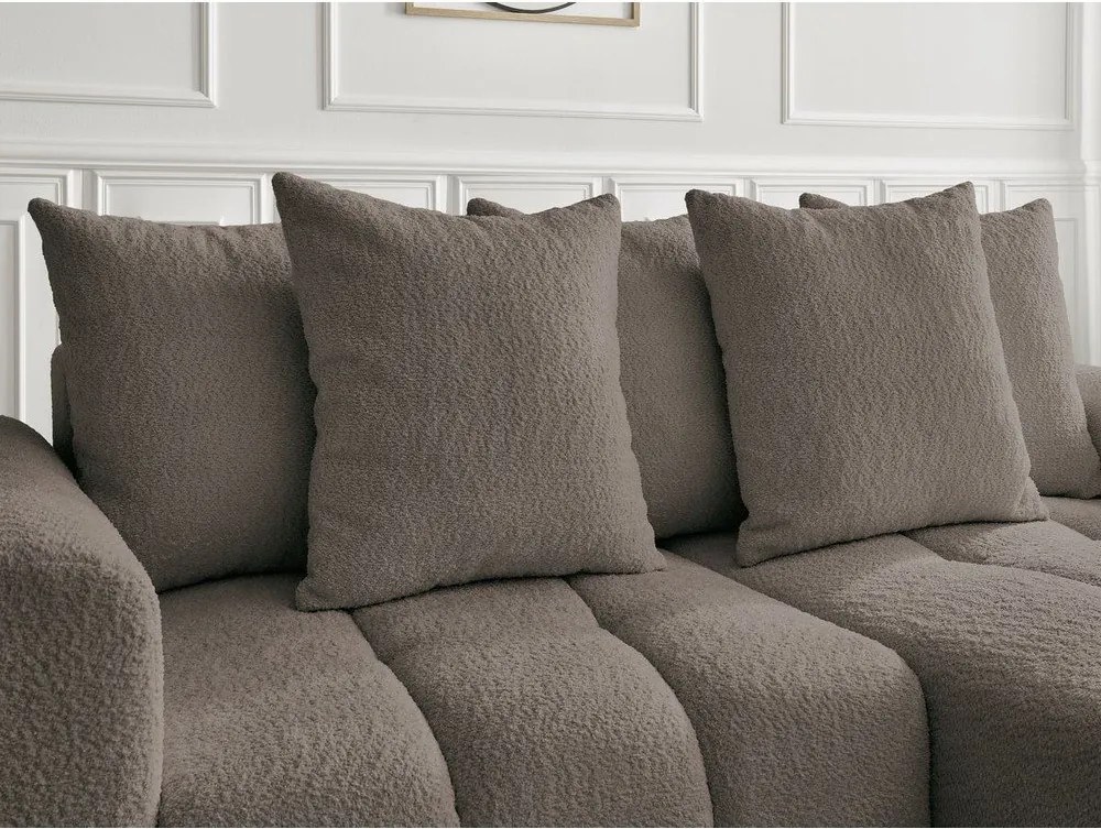 Colțar maro extensibil/cu spațiu de depozitare cu tapițerie din țesătură bouclé (cu colț pe partea dreaptă/cu șezlong) Roxelane – Bobochic Paris