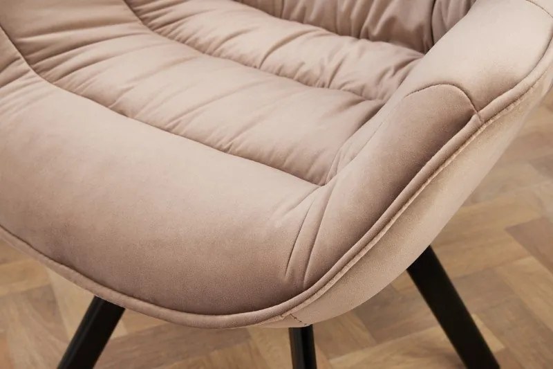 Scaun design retro Dutch Comfort, catifea greige