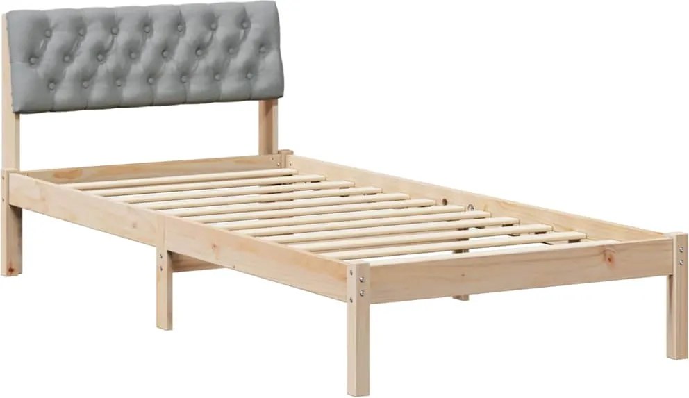 vidaXL Cadru de pat Maro și gri deschis 90 x 190 cm Lemn masiv de pin